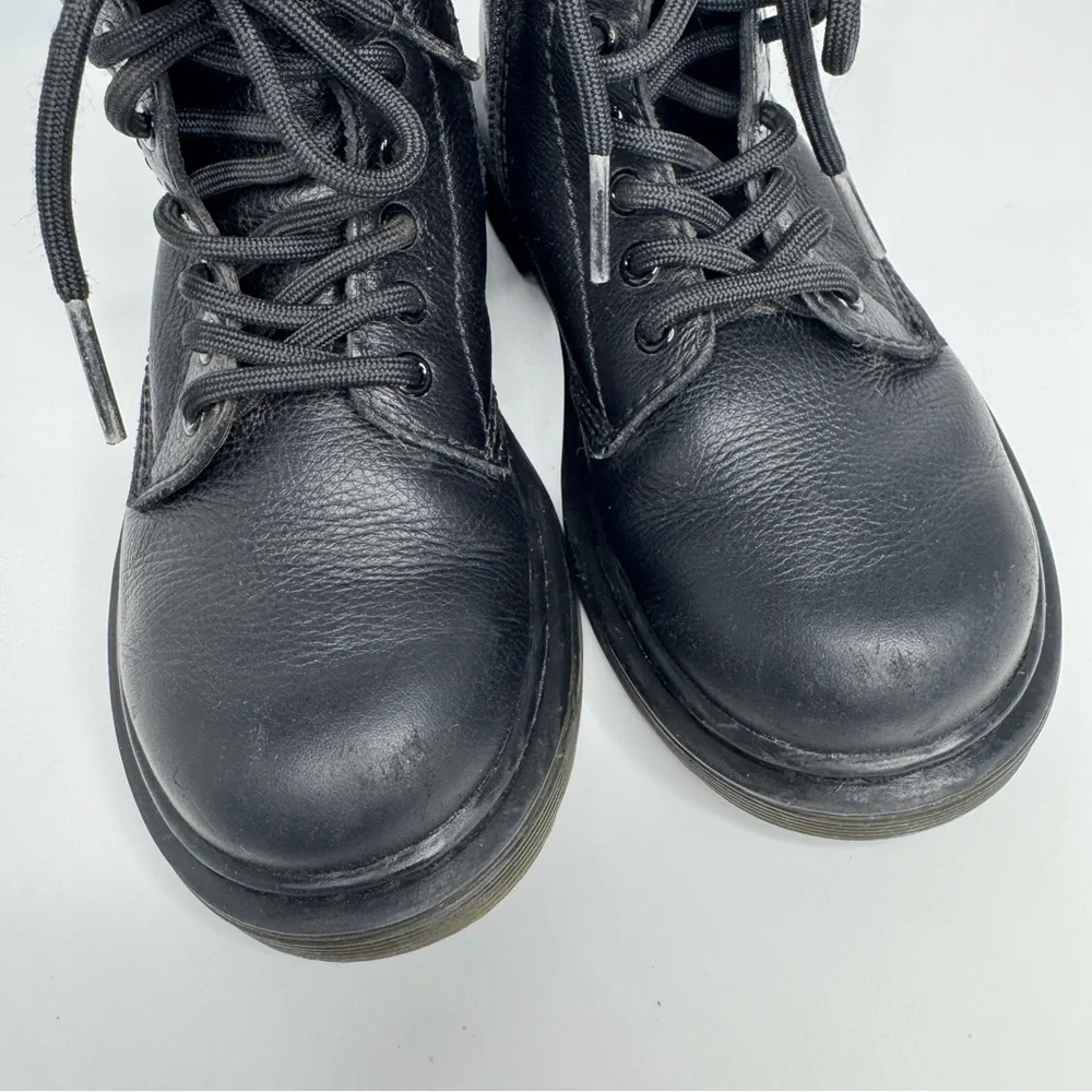 Dr Martens Boots Kids 12 Black 1460 Pascal Mono Junior Combat Leather Side Zip